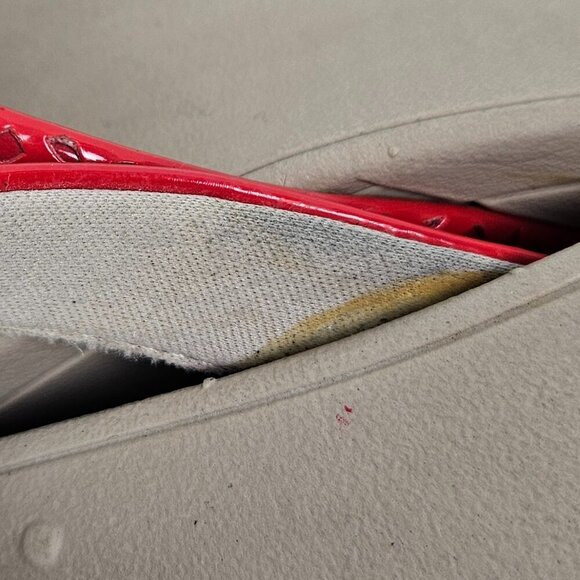 Vionic Zuma Red Faux Patent Leather Wedge Thong Orthotic Comfort Sandal 9 - Picture 10 of 12